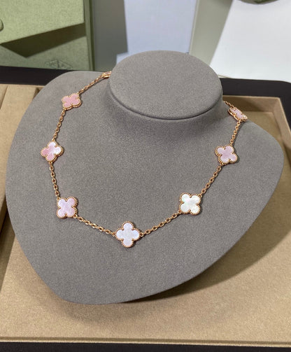 [Lumi Jewels]CLOVER 10 MOTIFS PINK NECKLACE