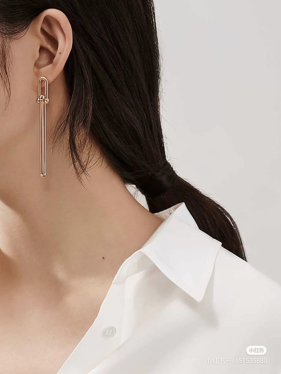 [Lumi Jewelry]HARDWEAR DOUBLE LONG LINK EARRINGS