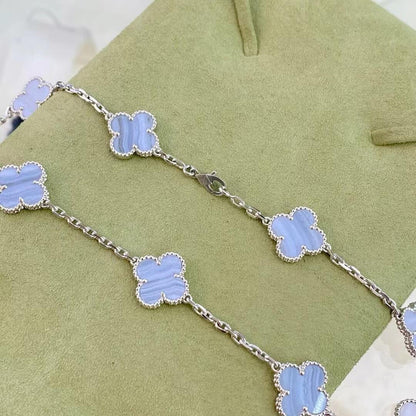 [Lumi Jewels]CLOVER 10 MOTIFS PURPLE CHALCEDONY NECKLACE