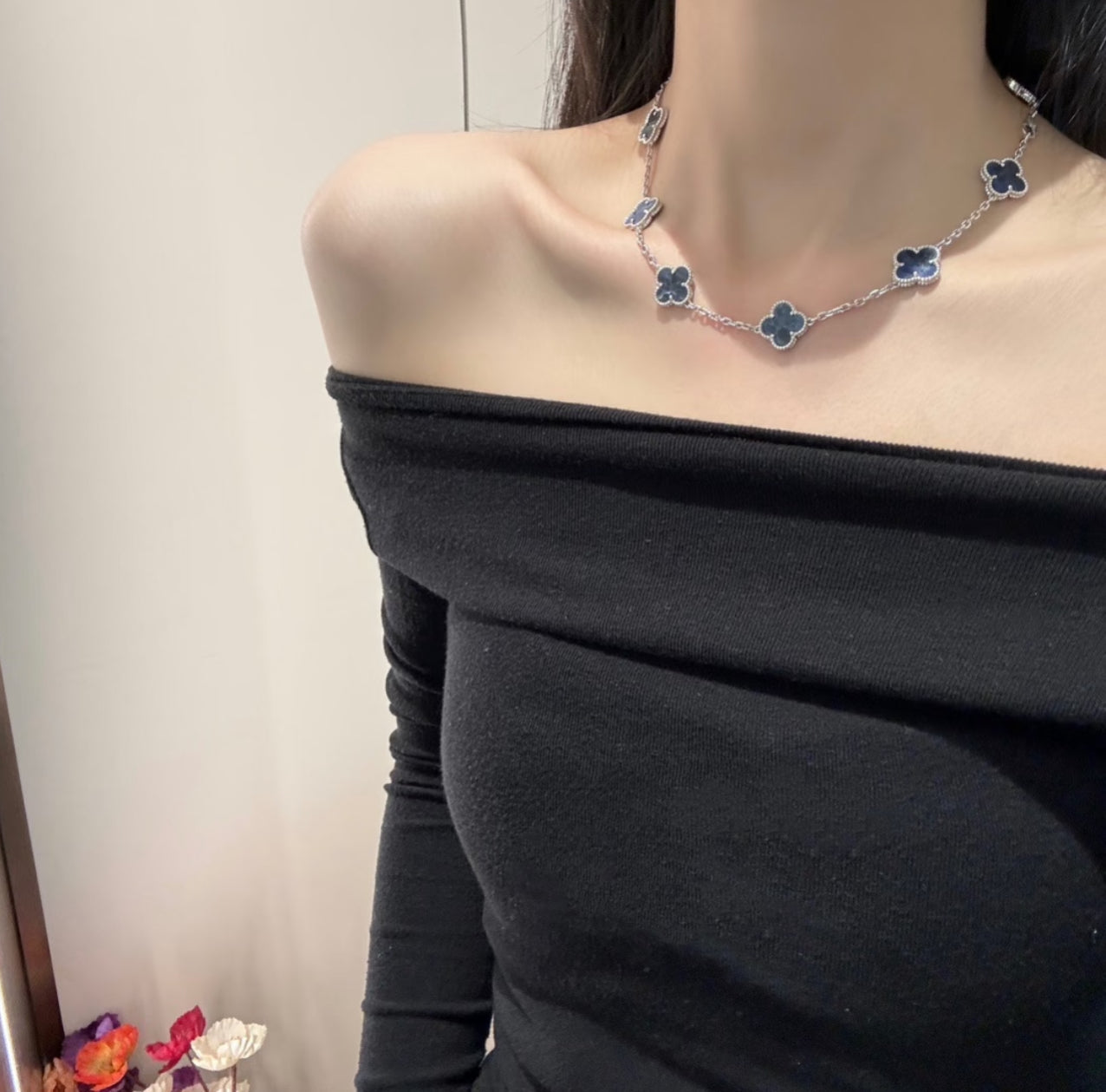 [Lumi Jewels]CLOVER 10 MOTIFS BIDE STONE NECKLACE