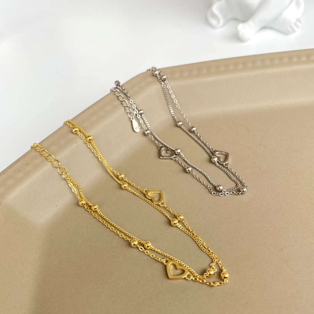 [Lumi Jewels]Dainty Double Layer Love Heart Bracelet