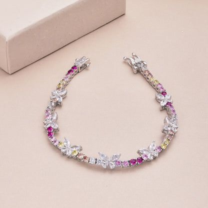 [Lumi Jewels]Ornate Colorful Butterfly Shape Round Cut Daily Bracelet
