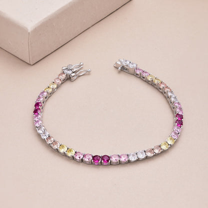 [Lumi Jewels]Radiant Colorful Round Cut Tennis Bracelet