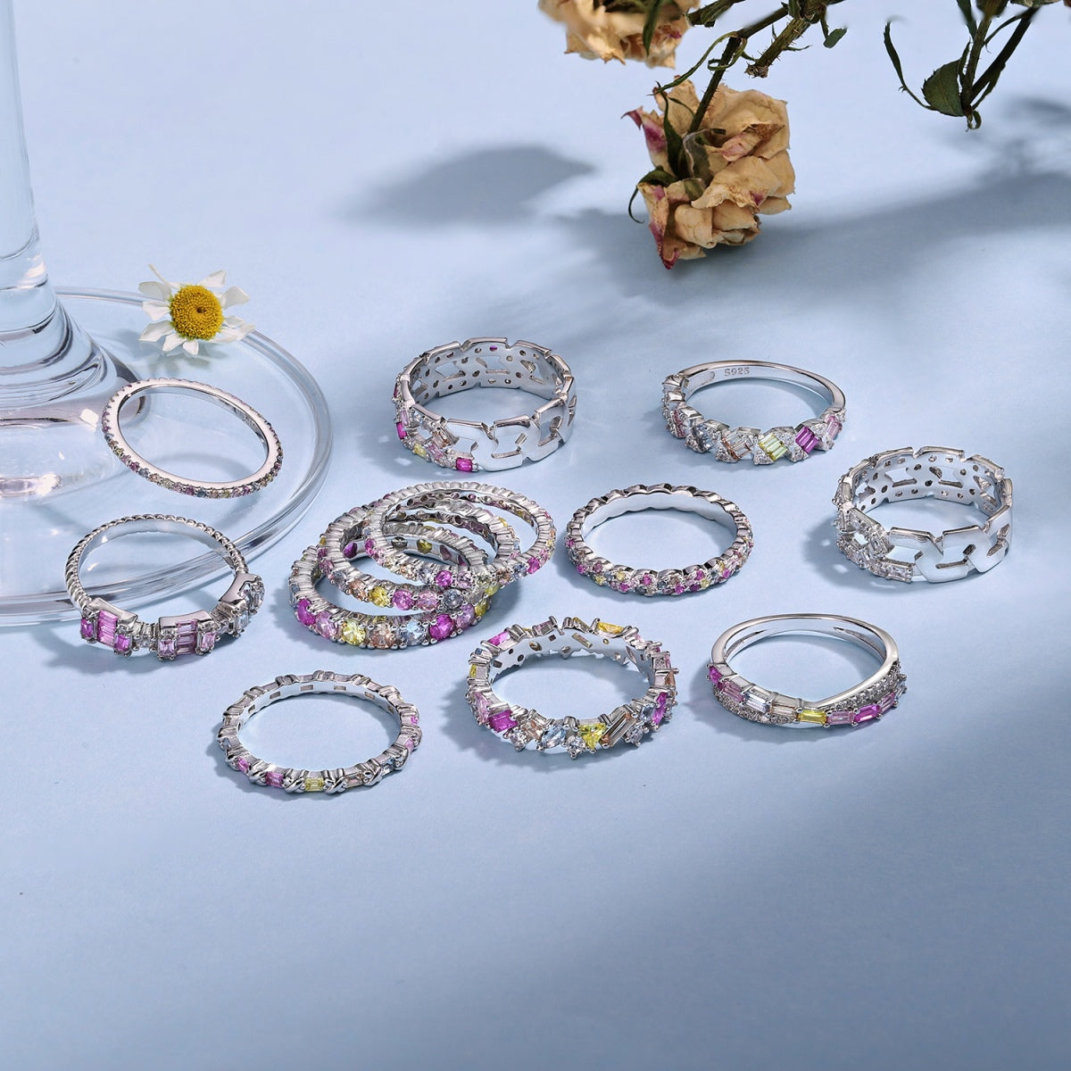 [Lumi Jewels]Sparkling Colorful Round Cut Tennis Ring