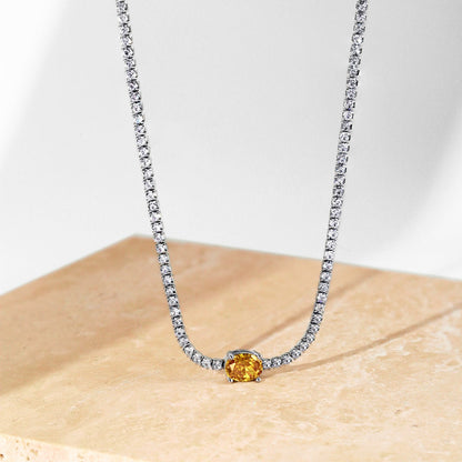 [Lumi Jewels]1.0 Carat Shining Oval Cut Necklace