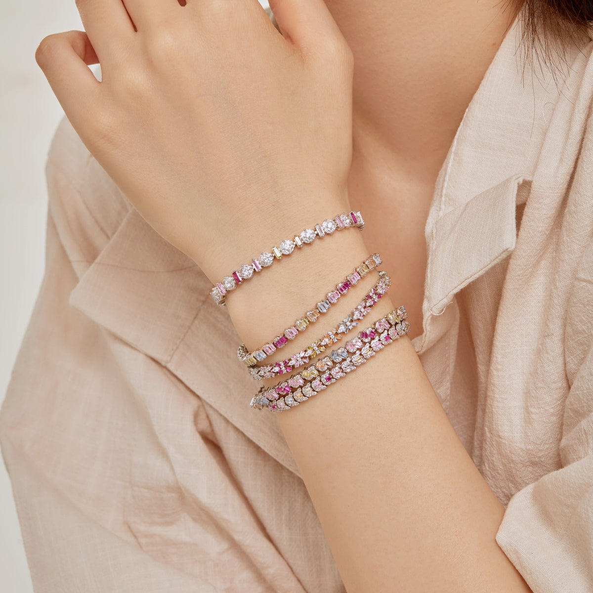 [Lumi Jewels]Delicate Colorful Emerald Cut Party Bracelet