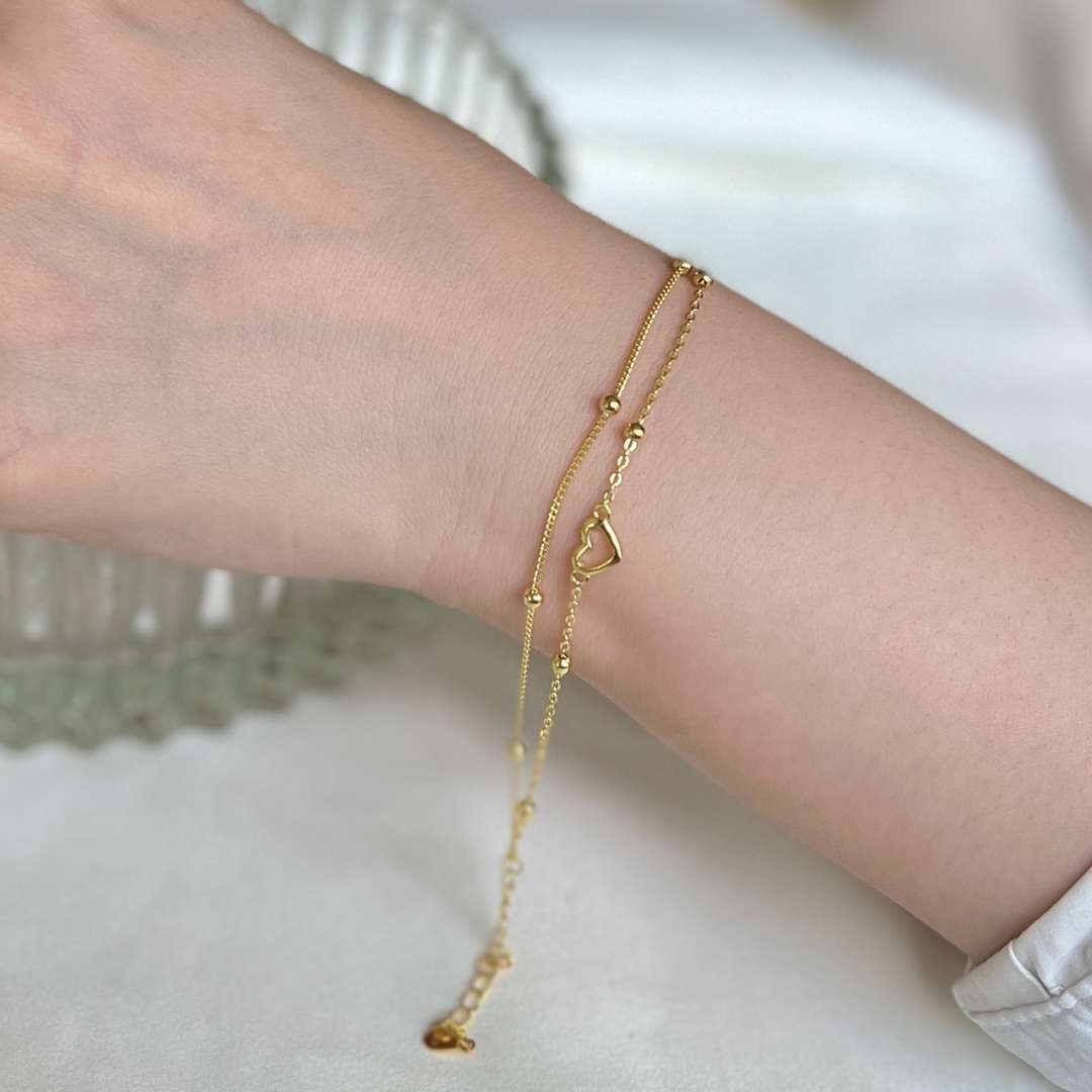 [Lumi Jewels]Dainty Double Layer Love Heart Bracelet