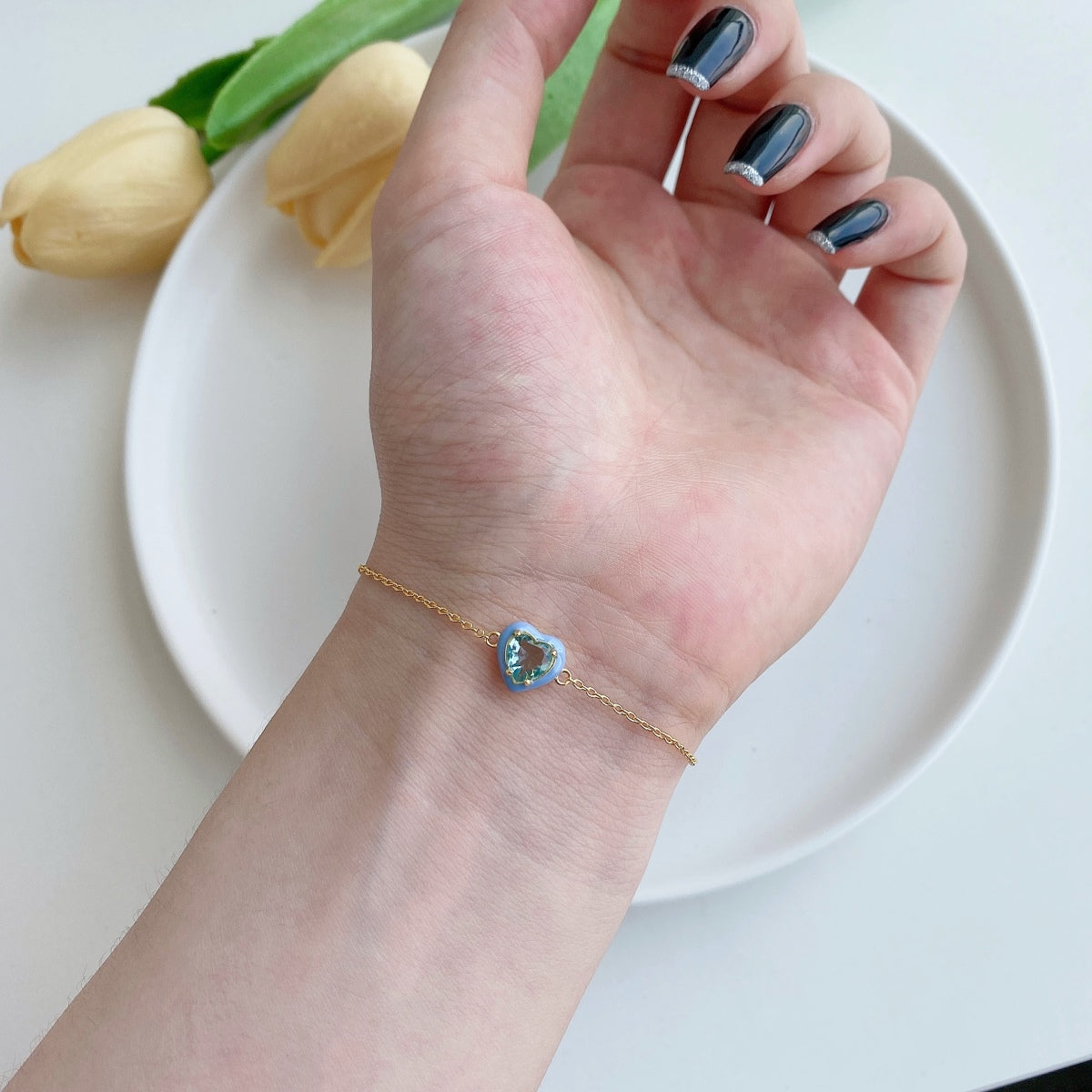 [Lumi Jewels]Sparkling Romantic Heart Shape Lover Bracelet