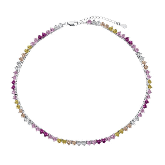 [Lumi Jewels]Sparkling Colorful Full Heart Tennis Necklace