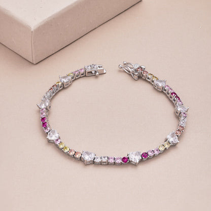 [Lumi Jewels]Romantic Heart Shape Round Cut Lover Bracelet