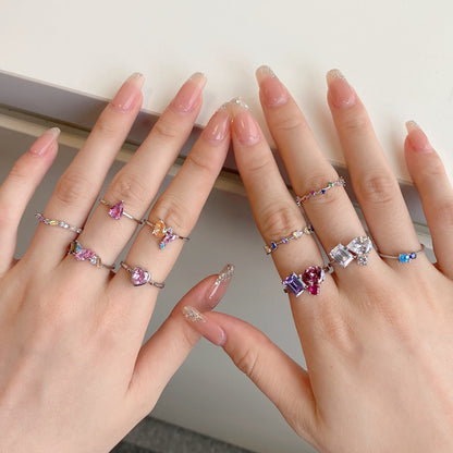 [Lumi Jewels]Radiant Colorful Multi Cut Daily Ring