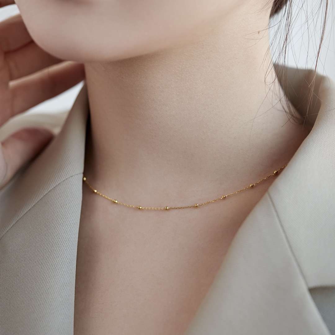 [Lumi Jewels]Small Bead Clavicle Chain Simple Necklace