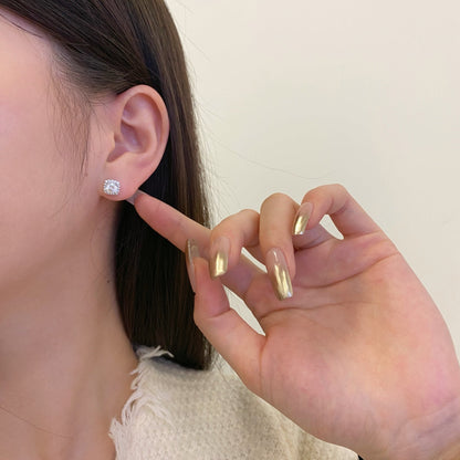 [Lumi Jewels]Classic Round Center Stone Stud Earrings