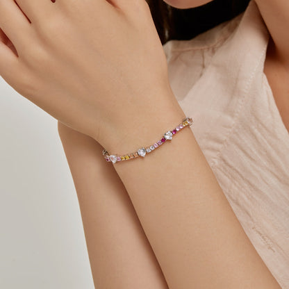 [Lumi Jewels]Romantic Heart Shape Round Cut Lover Bracelet