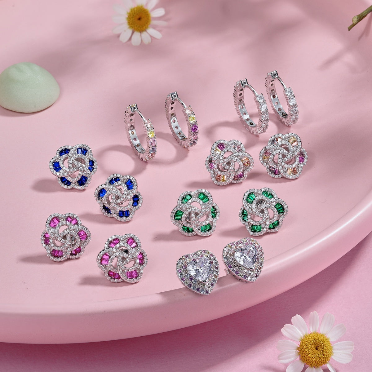 [Lumi Jewels]Radiant Colorful Round Cut Earrings