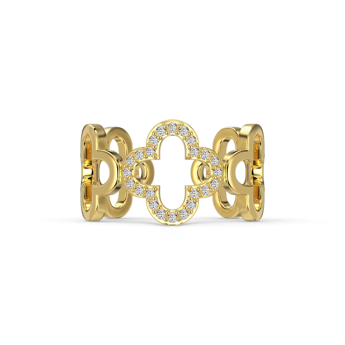 [Lumi Jewels]Hollow Design Four-Leaf Clover Flower Shape Ring