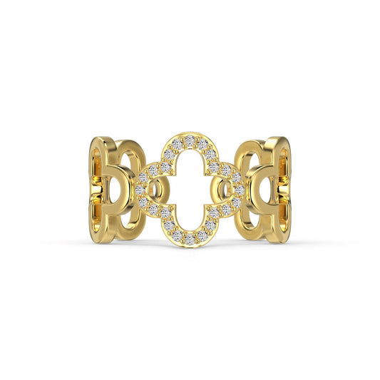 [Lumi Jewels]Hollow Design Four-Leaf Clover Flower Shape Ring