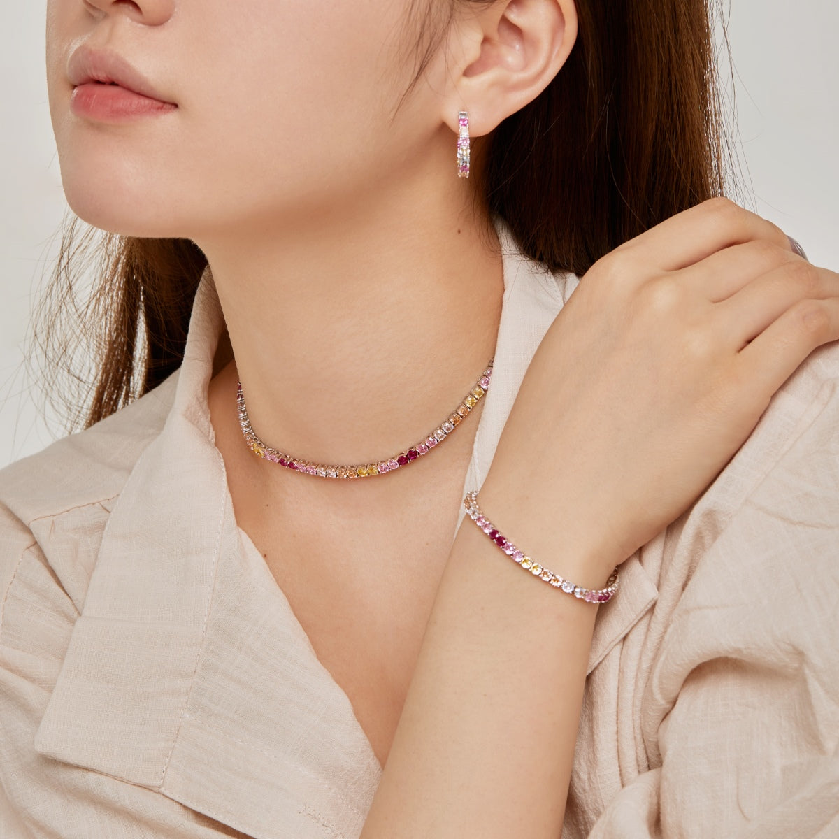 [Lumi Jewels]Radiant Colorful Round Cut Tennis Bracelet