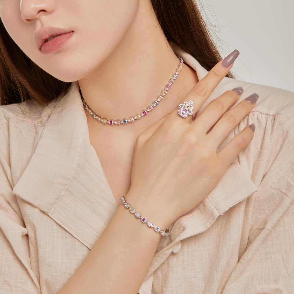 [Lumi Jewels]0.25 Carat Radiant Water Drop Shape Daily Bracelet