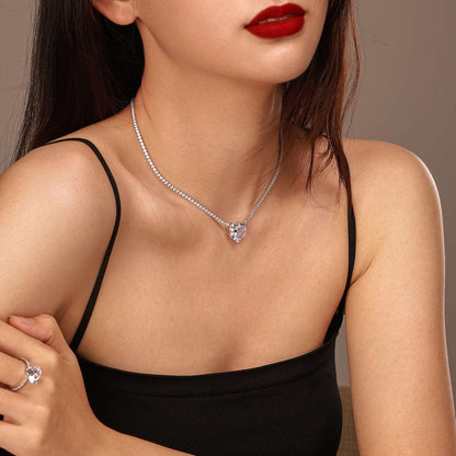 [Lumi Jewels]8.0 Carat Versatile Colorful Sweet Heart-Shaped Tennis Necklace