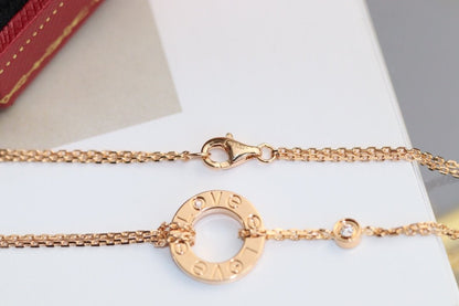 [Lumi Jewels]LOVE NECKLACE ADJUSTABLE ROSE GOLD 2 DIAMOND