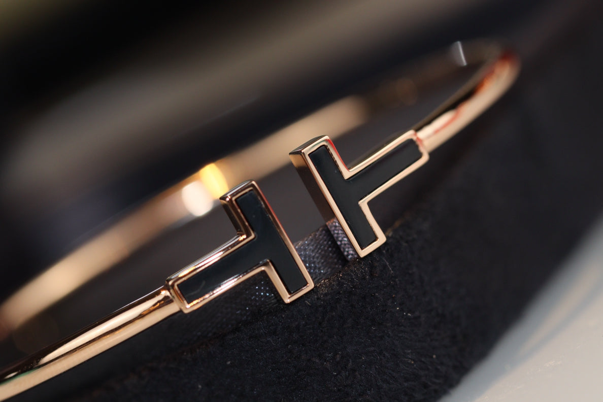 [Lumi Jewelry]T BRACELET 1.8MM ONYX PINK GOLD