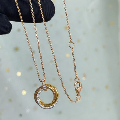 [Lumi Jewels]TRINITY NECKLACE SILVER GOLD PINK GOLD DIAMONDS