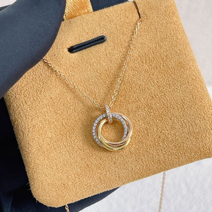[Lumi Jewels]TRINITY NECKLACE SILVER GOLD PINK GOLD DIAMONDS