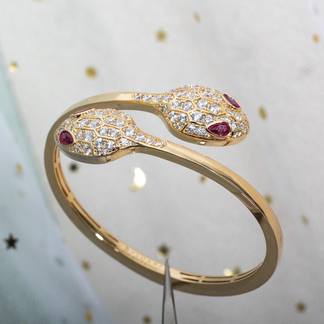 [Lumi Jewels]SERPENTI BRACELET PINK GOLD DIAMOND DOUBLE SNAKE