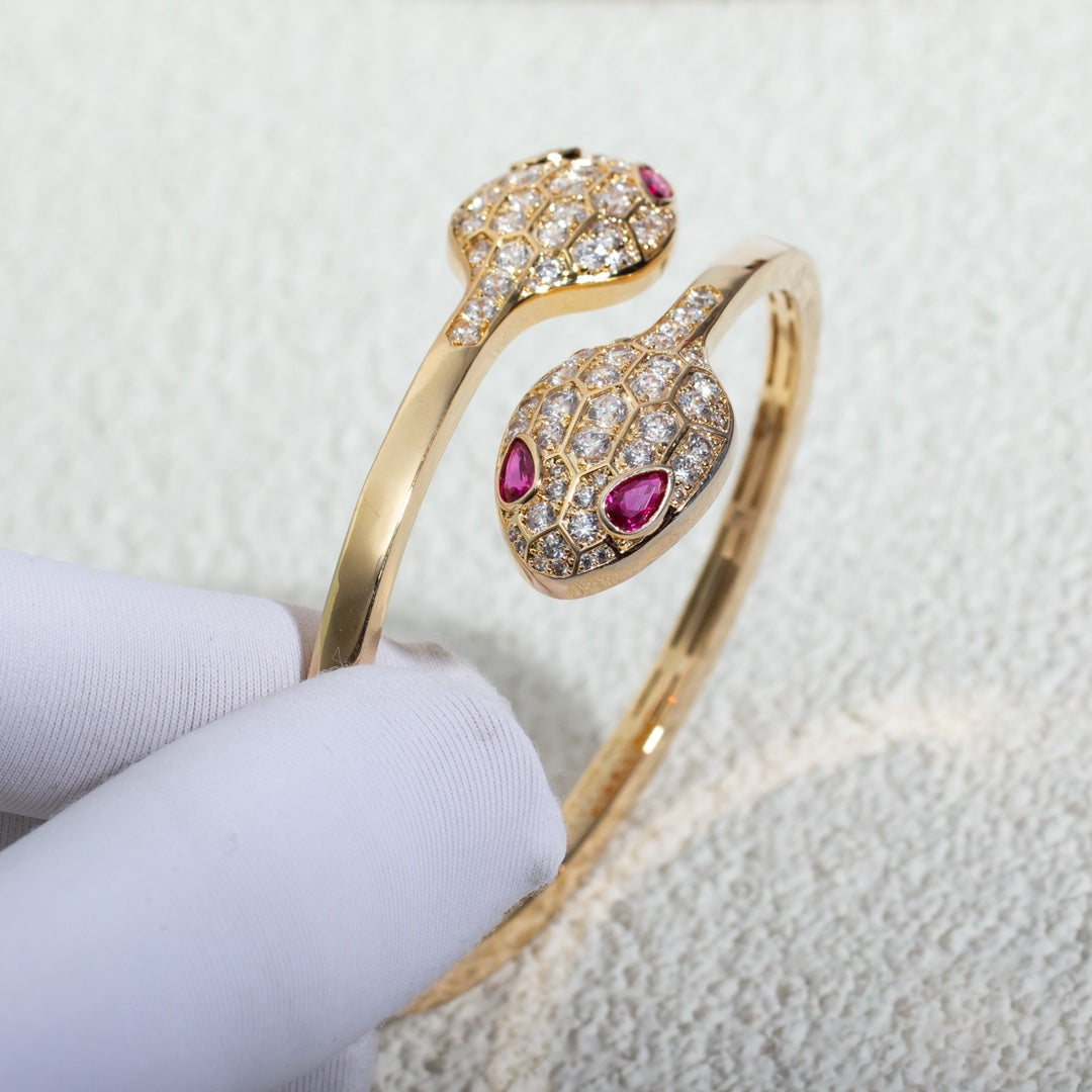 [Lumi Jewels]SERPENTI BRACELET PINK GOLD DIAMOND DOUBLE SNAKE