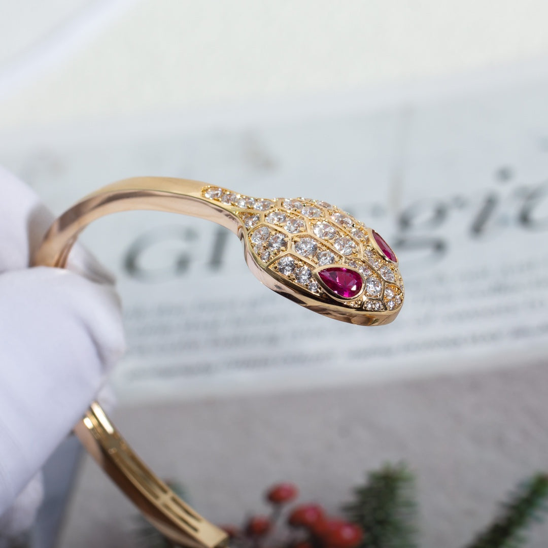 [Lumi Jewels]SERPENTI BRACELET PINK GOLD DIAMOND DOUBLE SNAKE