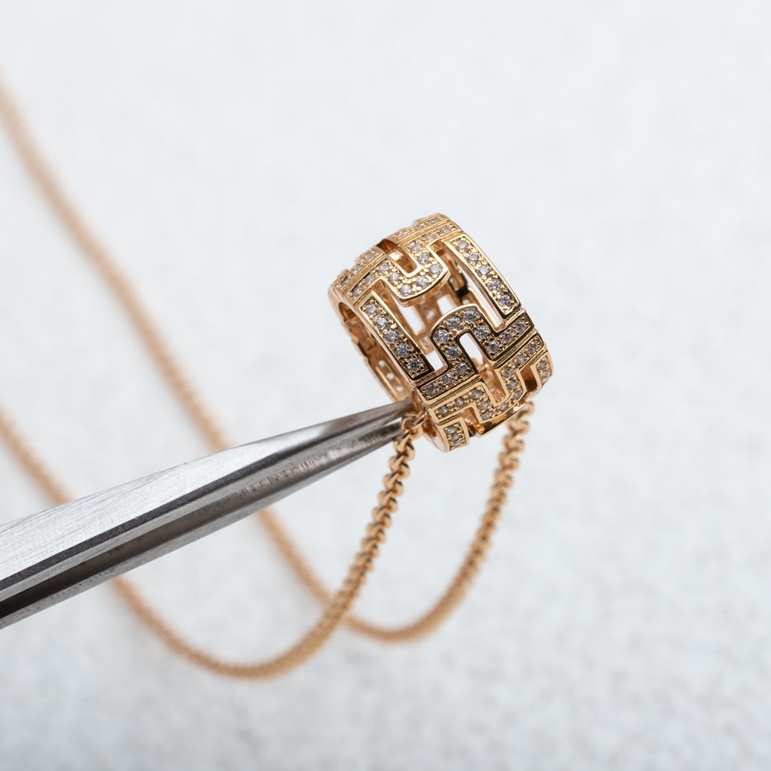 [Lumi Jewels]PARENTESI NECKLACE PINK GOLD DIAMOND