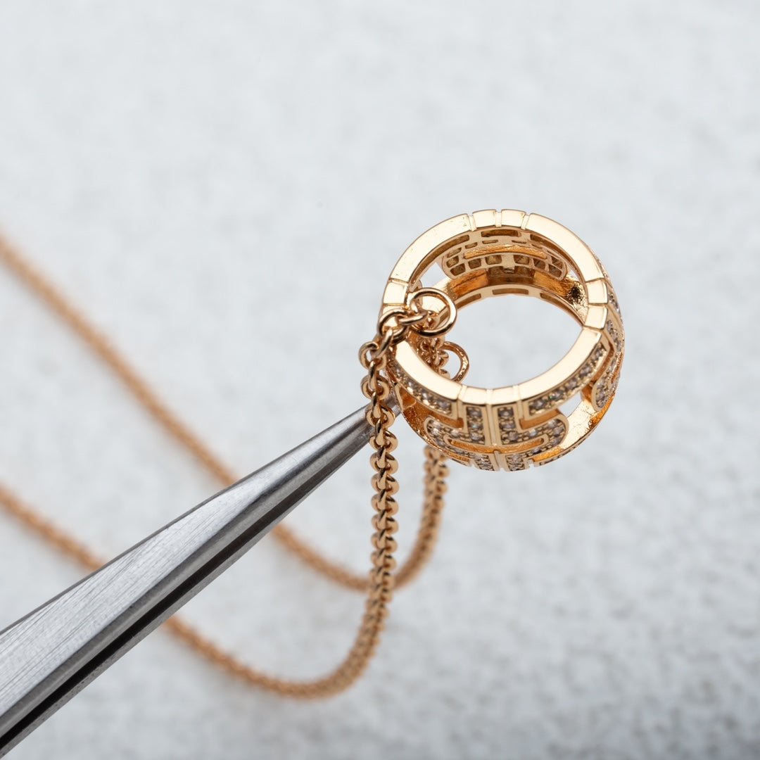 [Lumi Jewels]PARENTESI NECKLACE PINK GOLD DIAMOND