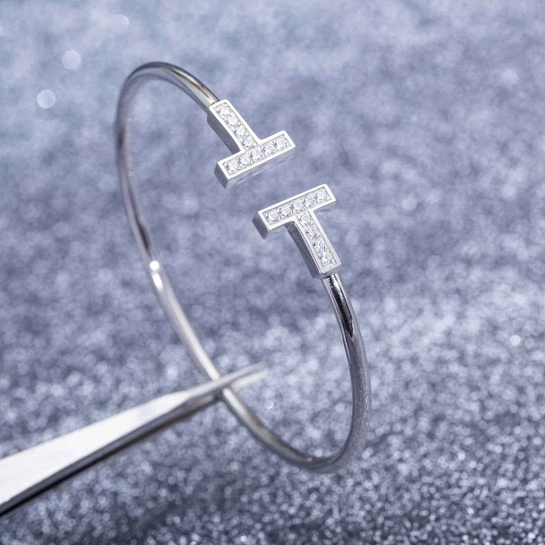 [Lumi Jewelry]T BRACELET 1.8MM DIAMOND SILVER