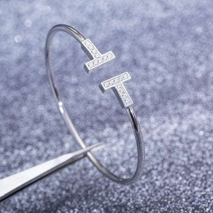 [Lumi Jewelry]T BRACELET 1.8MM DIAMOND SILVER
