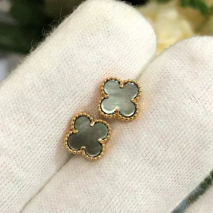 [Lumi Jewels]CLOVER MINI 9.5MM GRAY MOP EARRINGS