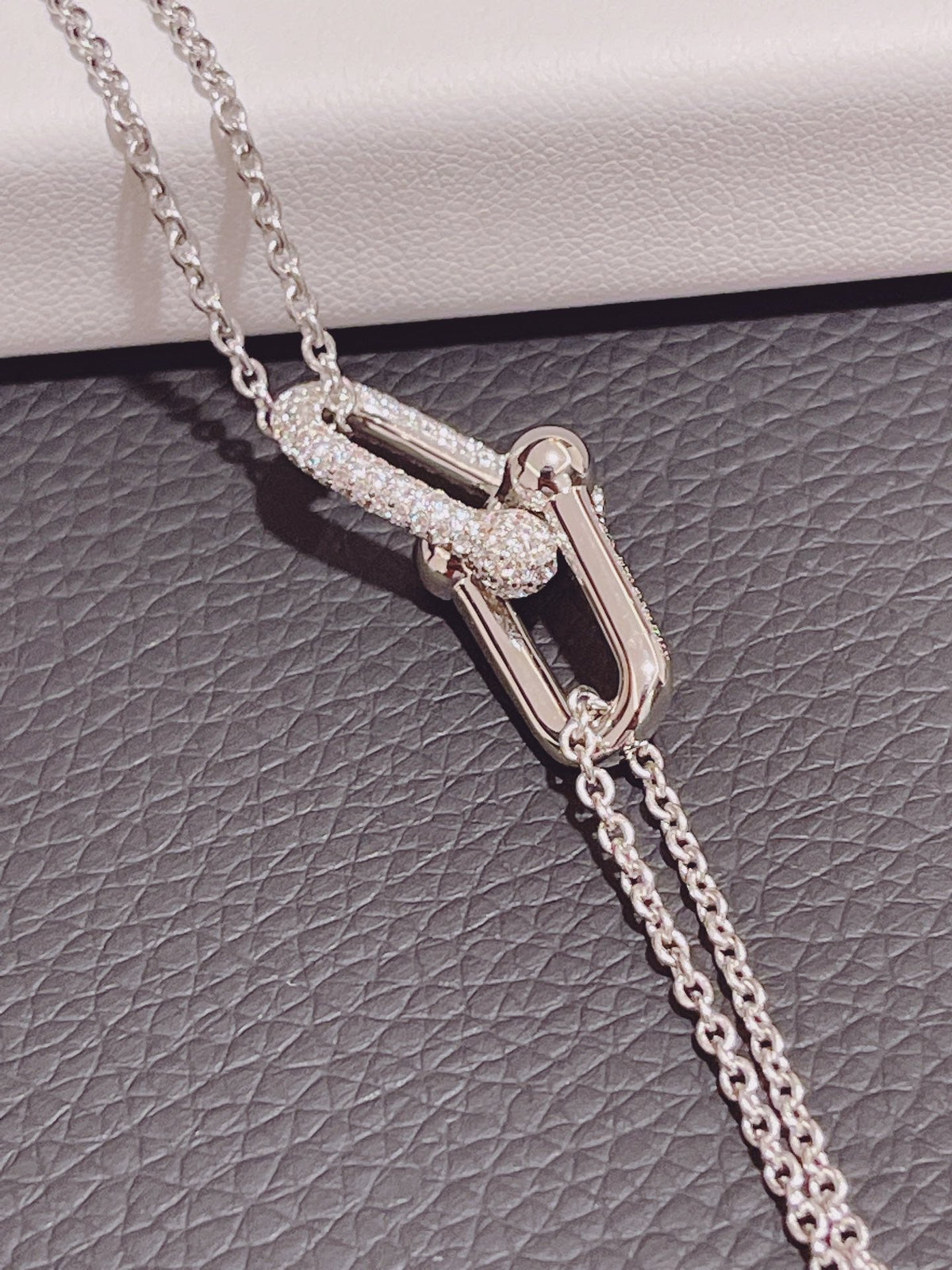 [Lumi Jewelry]HARDWEAR DOUBLE LINK PEDANT SILVER DIAMOND NECKLACE