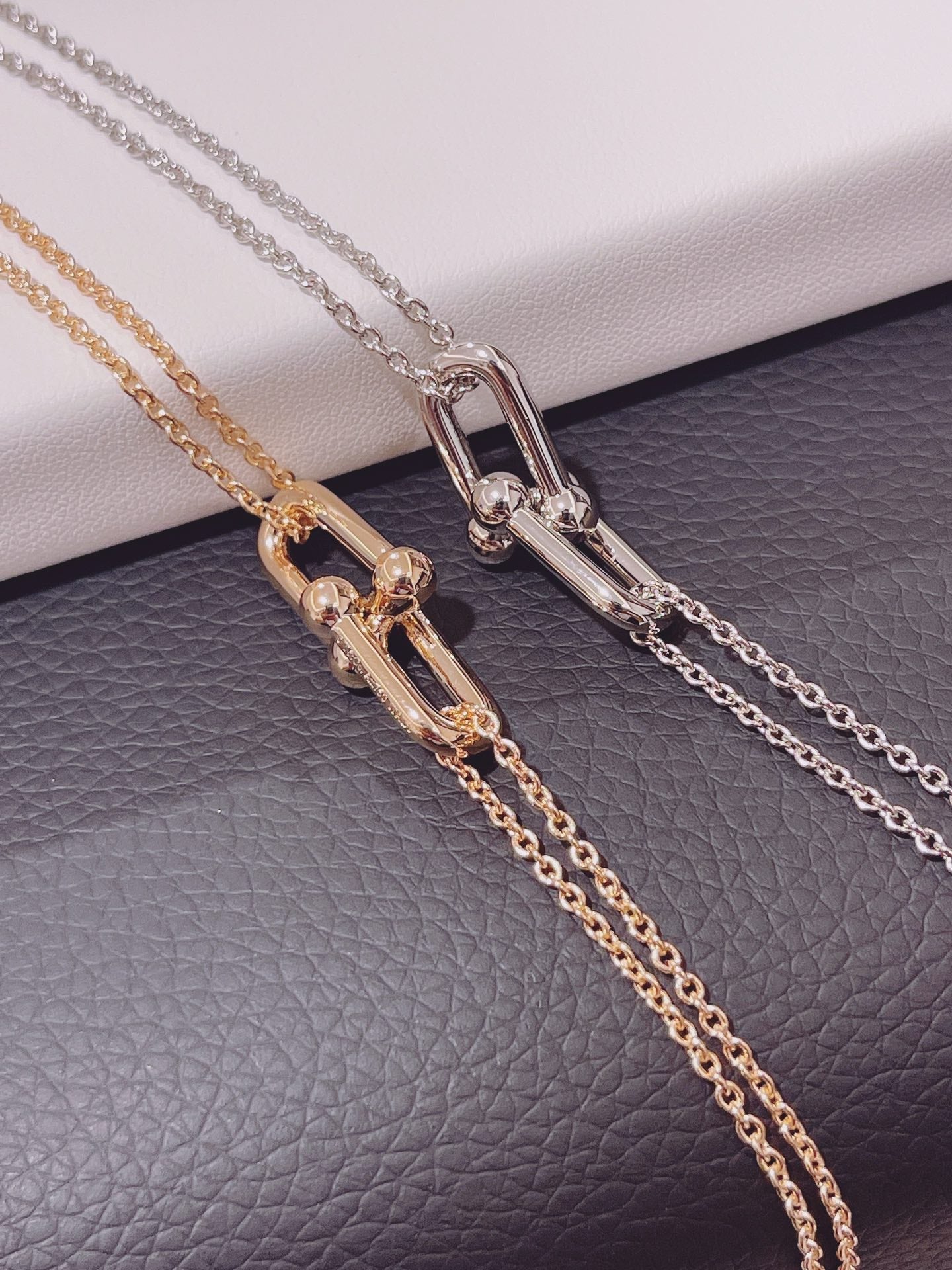 [Lumi Jewelry]HARDWEAR DOUBLE LINK PEDANT SILVER NECKLACE