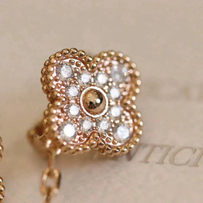 [Lumi Jewels]CLOVER MEDIUM 1 MOTIFS FUll DIAMOND EARRINGS