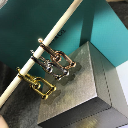 [Lumi Jewelry]HARDWARE DROP EARRINGS DOUBLE LINK
