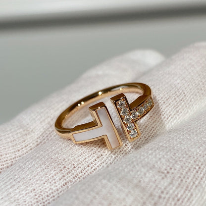 [Lumi Jewelry]T WIRE MOP DIAMOND RING PINK GOLD