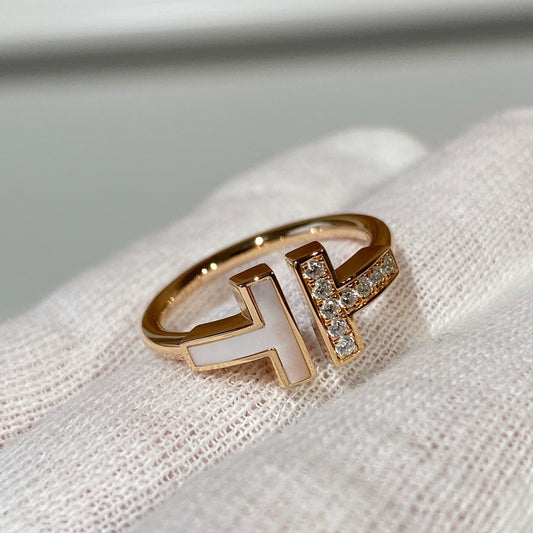 [Lumi Jewelry]T WIRE MOP DIAMOND RING PINK GOLD