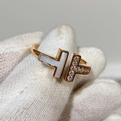 [Lumi Jewelry]T WIRE MOP DIAMOND RING PINK GOLD