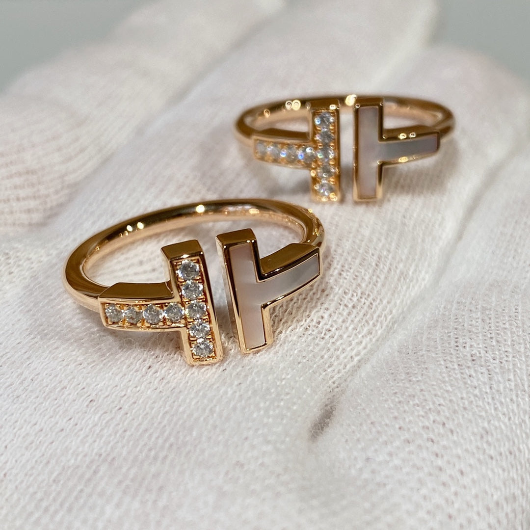 [Lumi Jewelry]T WIRE MOP DIAMOND RING PINK GOLD