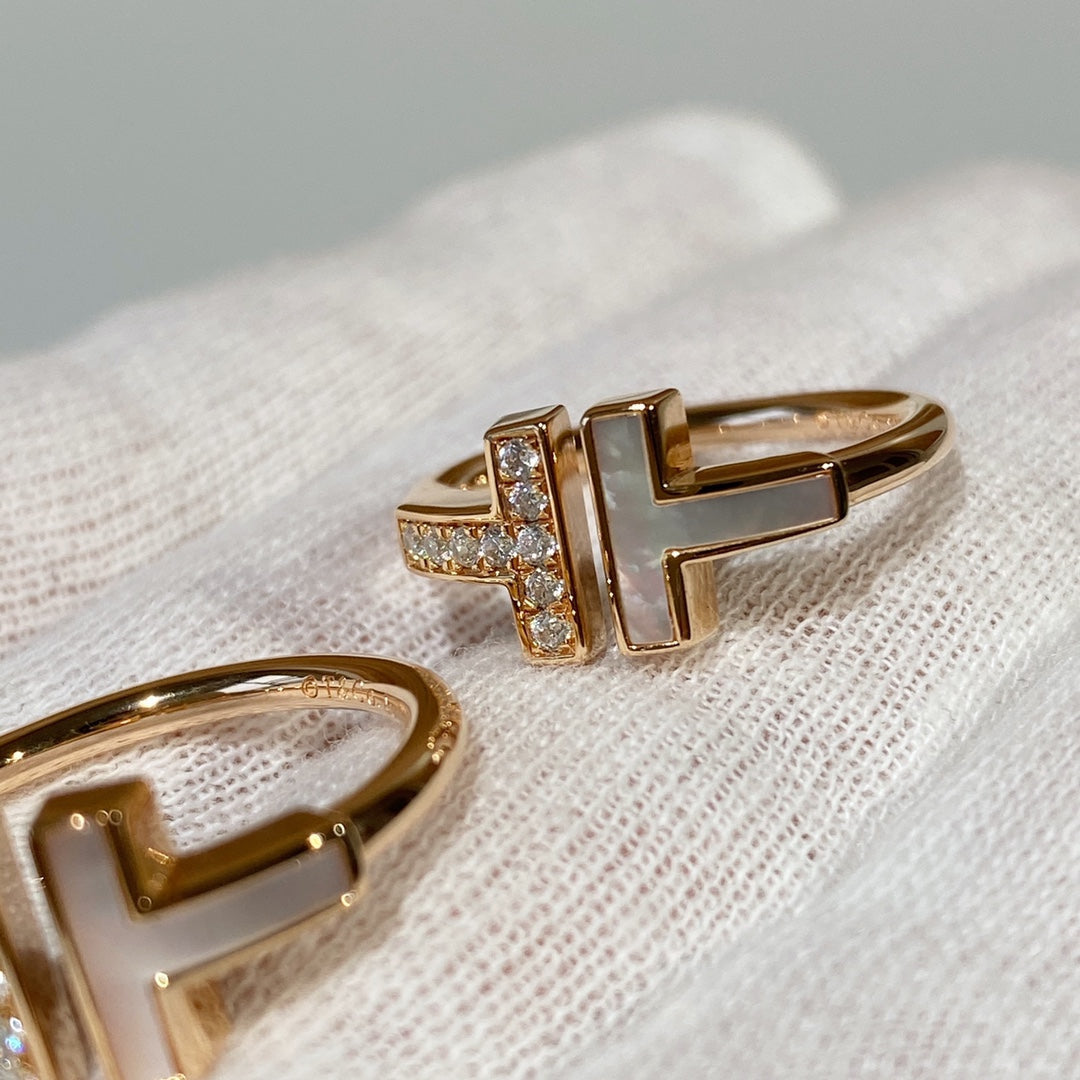 [Lumi Jewelry]T WIRE MOP DIAMOND RING PINK GOLD
