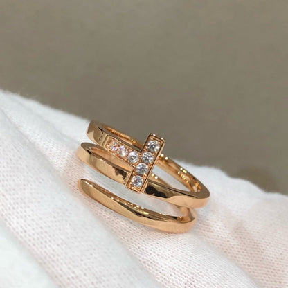 [Lumi Jewelry]T WIRE DOUBLE ROWS RING PINK GOLD