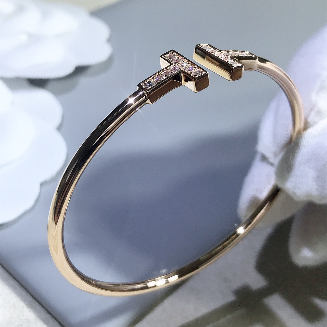 [Lumi Jewelry]T BRACELET PINK GOLD 1.8MM DIAMOND