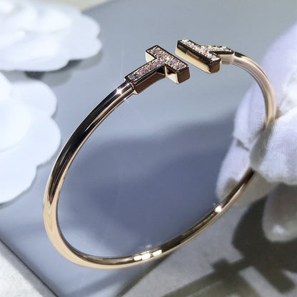 [Lumi Jewelry]T BRACELET PINK GOLD 1.8MM DIAMOND
