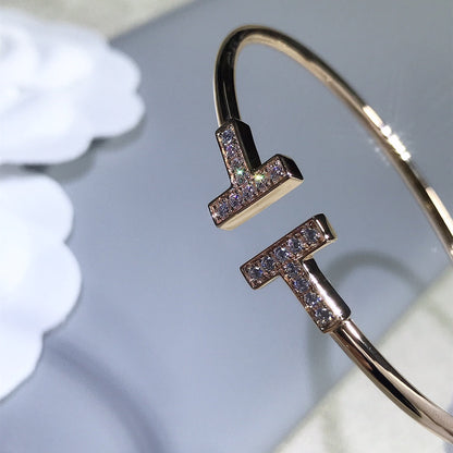 [Lumi Jewelry]T BRACELET PINK GOLD 1.8MM DIAMOND