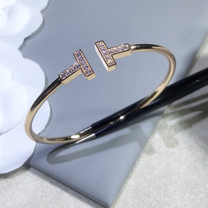 [Lumi Jewelry]T BRACELET PINK GOLD 1.8MM DIAMOND